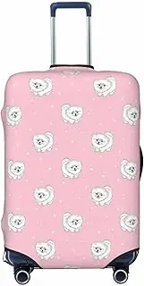 [CADREWY] Pomeranians Puppies and Point Print Travel Suitcase Cover Luggage Protector with Elastic Anti Scratch for Carry On, Black, Large
