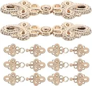 [Ipetboom] Luxurious Stand Collar Shawl Buckles 10pcs Vintage Chinese Buttons Metal Clasps for Dresses Formal Events Retro Hanfu