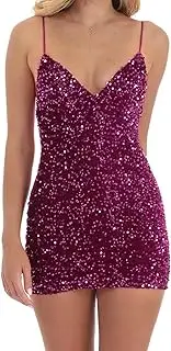 [BOLLEY JOSS] Women's Sequin Bodycon Mini Dress Sparkly Dress Sexy Criss Cross Open Back Short Dress