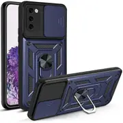 case For Samsung Galaxy S20 Plus Slide Camera Lens Protection and Built in 360 Rotatable Ring Holder - Black