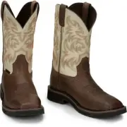 Justin Boots Men's SE4684 Driller 11" White Steel Toe EH Work Boots, Size 7.5 D