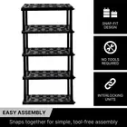 Koolatron 5 Tier Shelf Heavy Duty Plastic Garage Storage Racking Shelves, Black
