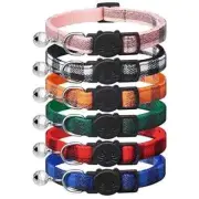 6 Pack Adjustable Cat Collars with Bell