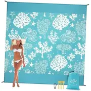 Beach Blanket Sandproof Extra Large Beach Mat Adults 79" X 83" Seaweed