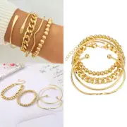 4PCS Set Punk Cub Chain Bracelets Bangles 2023 Fashion Jewelry Punk Chain DO