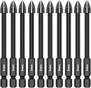 10Pcs Tile Porcelain Drill Bit 6mm Alloy Drill Bits Durable Full-Grinding Glass Marble Drill Set Electric Screwdriver Bits Metal Hole Saw Drilling Tool for Tile Porcelain Glass Mirror