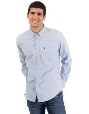 [American Eagle] Slim Fit Flex Oxford Button-Up Shirt in Blue