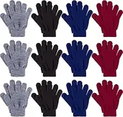 [Glooarm] 12 Pairs Kids Winter Gloves Toddler Full Fingers Knit Gloves Children Stretchy Warm Gloves Bulk for Boys Girls