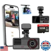 Dash Cam Front and Rear Inside, 3 Channel Dash Camera for Cars, 1080P Dashcam