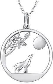 Wolf Necklace for Teens 925 Sterling Silver Pendant Necklace for Women Birthday