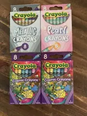 Crayola Metallic Pearl Cosmic Crayons 4 Pack Lot Back to School Travel