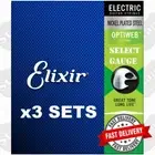 3 SETS OF ELIXIR OPTIWEB ELECTRIC GUITAR STRINGS - SELECT GAUGE