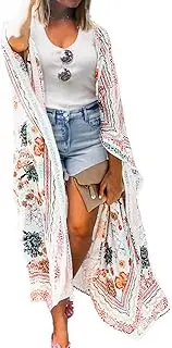 [MayBuy] Women's Long Flowy Chiffon Kimono Cardigan Tops Boho Open Front Cover Ups