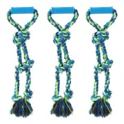 3x Paws & Claws 50cm Twin Knotted Rope Tugger Dog Toy Pet Interactive w/ Handle