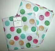 NEW NWT Set 2 Spring Fabric Napkin White Aqua Green Fuchsia Orange Polka Dots
