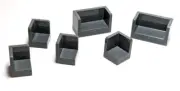Lego - Lot of 6 - Dark Grey Gray, Panel 1 x 2 x 1 Rounded Corners, 1 x 1 x 1