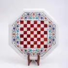 24'' Marble Octagon Chess Table Top with Inlay Art Coffee Table for Home n6
