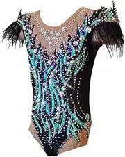 [Zagitova] Rhythmic Gymnastics Leotard for Women Breathable Sleeveless with Rhinestones Handmade Competition Dance Outfits