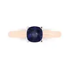 1CTCushion Cut Blue Sapphire Stone Bridal Promise Engagement Ring 14k Rose Gold