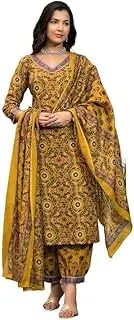[Sambhav Quilt Hub] Women's Viscose Block Printed Kurta Pant With Dupatta Set| Kurta Set | Ethnic Set | Dupatta Set