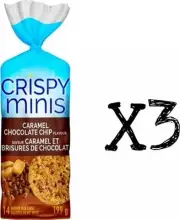 Quaker Crispy Minis Gluten-Free Caramel Chocolate Chip Rice Cakes 199g x3 FRESH