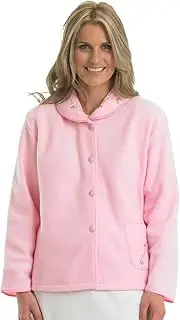 [Slenderella] 24" Embroidered Polar Fleece Button Through Bed Jacket