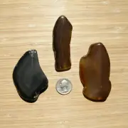 3 Agate Rock Slices Thick Cut Polished Stones Gray Brown Crystals Nice Banding