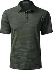 [Derminpro] Men's Camouflage Golf Polo Shirts Short Sleeve Quick Dry Stretch Collared T-Shirts, 33-army, X-Large