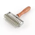 Steel Homemade Wooden Handle Pizza Docker Wheel Baking Tool Dough Roller