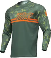 Thor Sector Digi Camo Youth Motocross Jersey, green-orange, Size S Green Orange