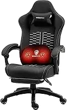 Dowinx Gaming Chair with Heated Massage Lumbar Support, Big and Tall Gaming Chair with Pocket Spring Cushion and Footrest,Ergonomic Gamer Chairs for Adult, 330lbs, Black