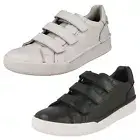 Ladies Clarks Leather Hook & Loop Casual Everyday Trainers Shoes CraftCup Strap