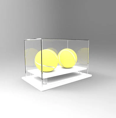 Tennis Double Ball Display Case Acrylic Perspex - WHITE