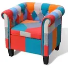Armchair with Patchwork Design Fabric Lounge Seat Dark Grey/Patchwork vidaXL