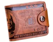 Faux Leather Brown Benjamin Franklin 100 Money United States Wallet NEW!