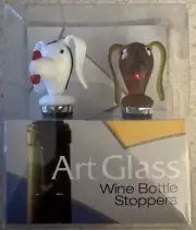 Art Glass Dog Wine Bottle Stoppers Stopper Decor Cork Artsy Brand New Bar Tool