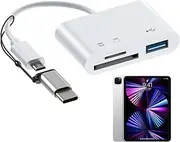 Beikell 4 in 1 Dual Connector USB C USB 3.0 Card Reader Adapter, 4 Cards Simultaneously, TF Card Dual Slot Reader for Windows, macOS, Android, Laptop, Tablet, Smartphone
