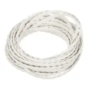 Braided Leather Cord, 5.5 Yards 5mm Flat Craft Leather String, White