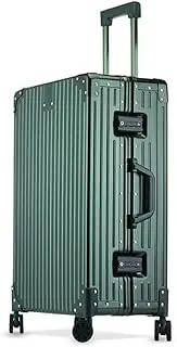[ANNI RIEL] All Aluminum Magnesium Alloy Hardside Carry on Luggage with Spinner Wheels, Zipperless Luggage Metal Hardshell Suitcases with Lock, Checked Metal Rolling Luggage for Travel, Business, Green, 20 inch