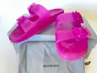 New Balenciaga Women's Mallorca Transparent Dual-Buckle Slide Sandal US 9/Eur 39