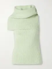 [Rick Owens] Rick Owens - Draped Ribbed-knit Turtleneck Sweater - Light green - small small Green