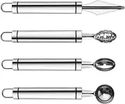 Cabilock Melon Baller Scoop Set Stainless Steel Carving Knife Watermelon Cantaloupe Scooper Ice Cream Scoop Cupcake Scoop for Cutting and Scooping Fruit Melons Silver