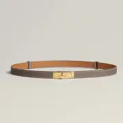 NEW HERMES Kelly 18 Belt Etoupe Epsom Gold Hardware GHW Buckle Rivale Constance