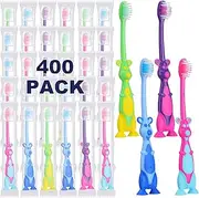 Gerrii 400 Pcs Kids Toothbrush Bulk Soft Lovely Little Kangaroo Toothbrush for Kid with Covers Suction Cup Individually Wrapped Cute Toothbrushes for Children Toddler Home School Camp Daycare Travel