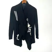 Ralph Lauren Women’s Oversized Aztec Cardigan Sz XS Waffle Linen Blend Black