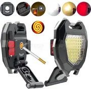 Mini LED Pocket Flashlight Work Light Torch With Lighter Rechargeable Keychain.