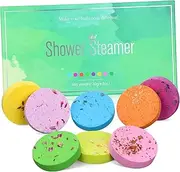 TOGEVAL 8pcs Bath Tablets Essential Oil Shower Steamers Relaxing Bath Salt Tablets Dried Flowers Spa for Women Each