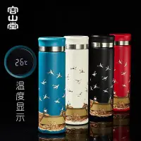 在飛比找Yahoo!奇摩拍賣優惠-現貨 茶道 茶杯 現貨溫度顯示304不銹鋼保溫杯 茶杯 便攜