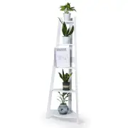 Levede 5 Tier Corner Shelf Wooden Storage Home Display Rack Plant Stand White