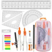 Geometry Compass Set 2 Drafting Compasses with Maths Protractor Set Squares